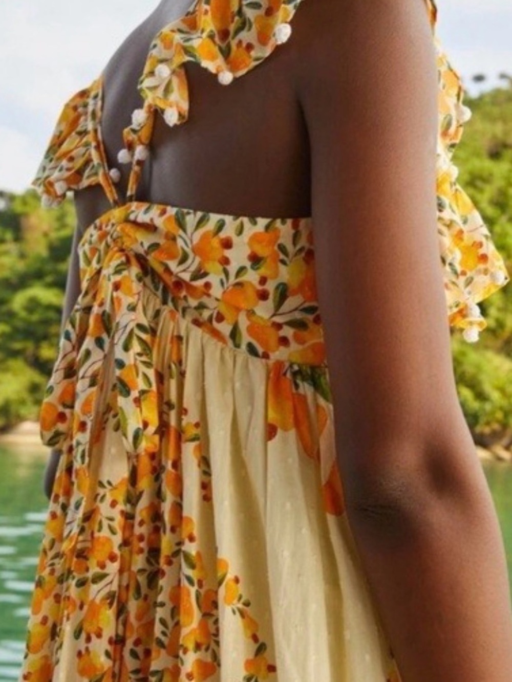 FARM RIO Off-White Cashew Crossed Back Maxi Dress Size Medium - Picture 2 of 6